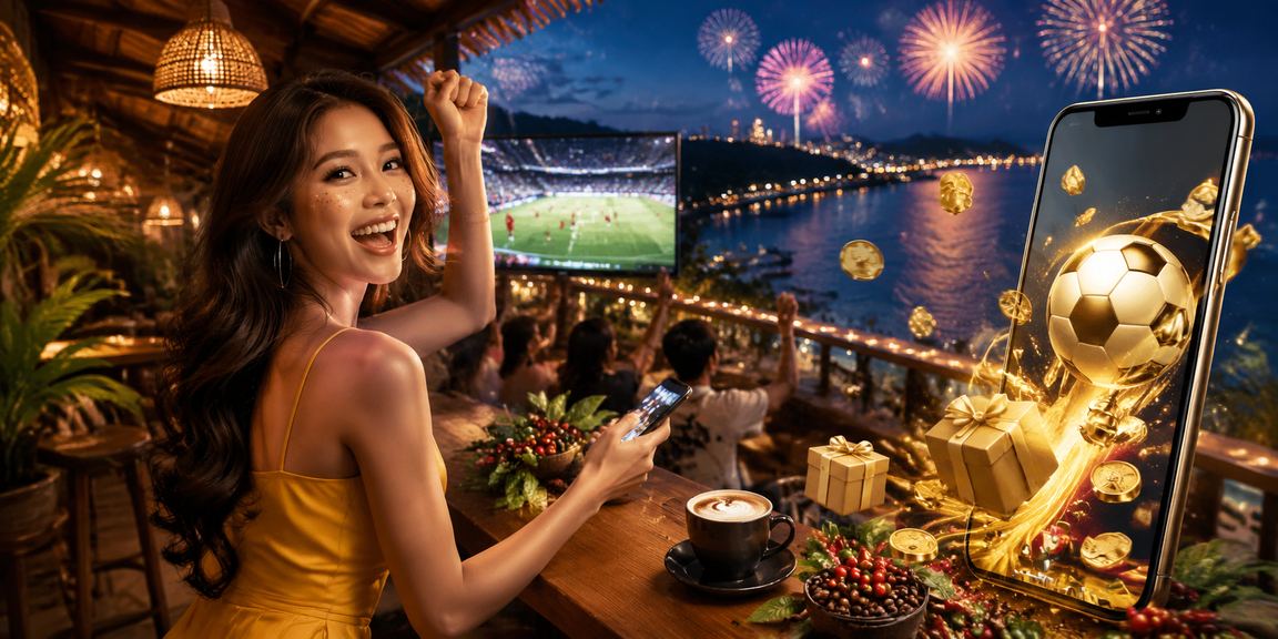 Người chơi tại Phú Quốc thư giãn với cà phê và theo dõi kết quả cá cược trên điện thoại